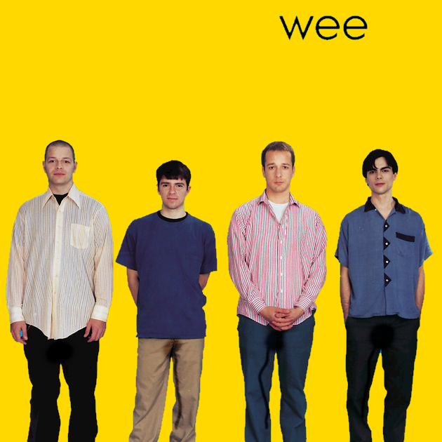 the blue album but the background is yellow and where the Weezer text would be it only says "wee"