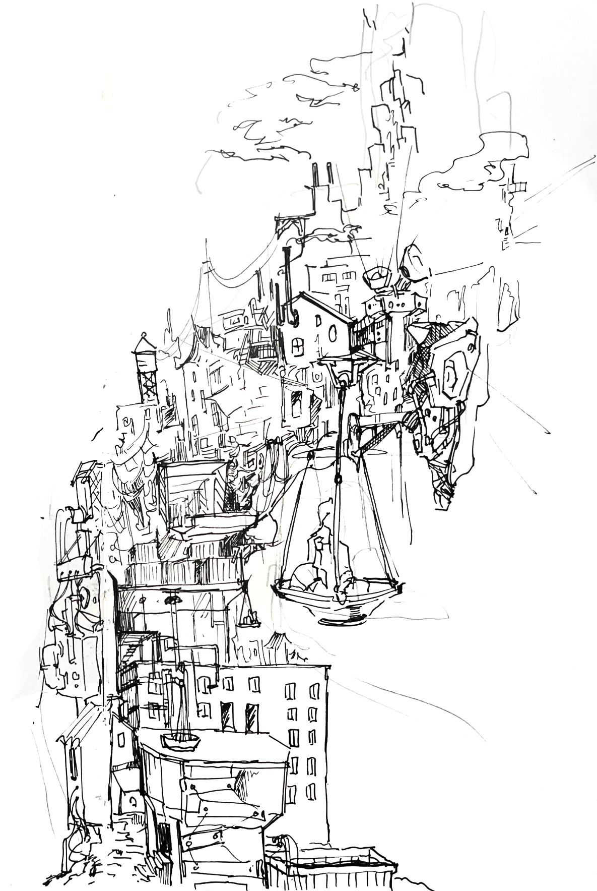 tower (2021), ink sketch by me