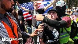 US campus protests: Rival Gaza protest groups clash at UCLA