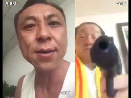 Angry Chinese Guy with Cigarette yelling at Vietnamese Guy with Gun meme