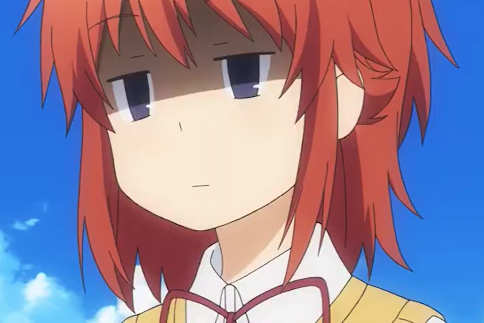 Anime girl with a disappointed expression. Natsumi Koshigaya, Non Non Biyori episode 4.