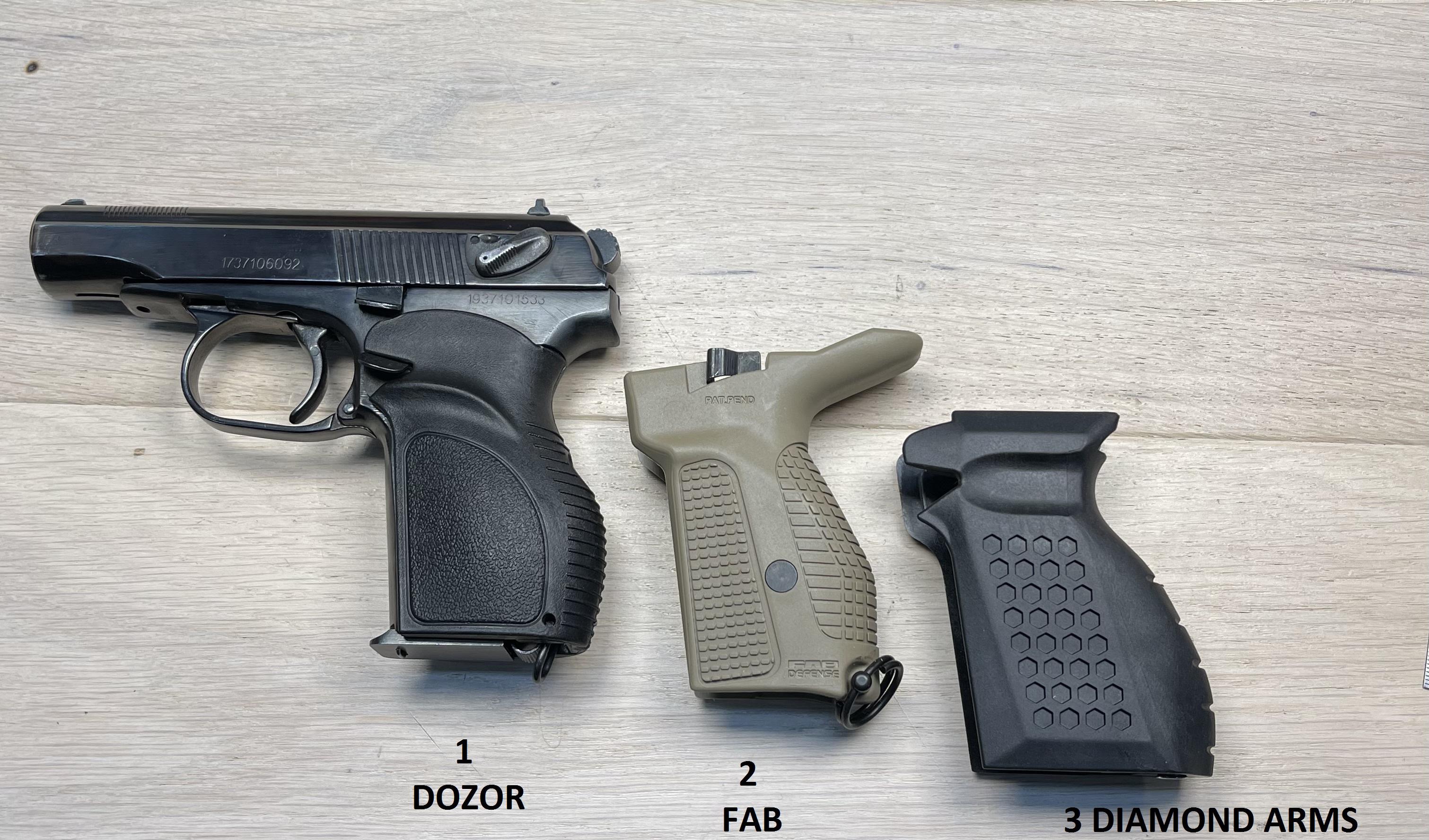 Makarov pistol & various aftermarket grips