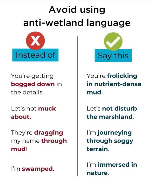 Avoid using anti-wetland language