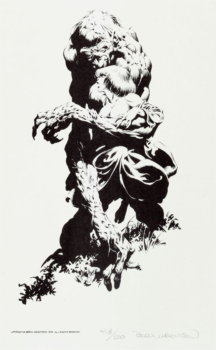 Bernie Wrightson - “The Monster Men,” TKII Edgar Rice Burroughs portfolio (1974)