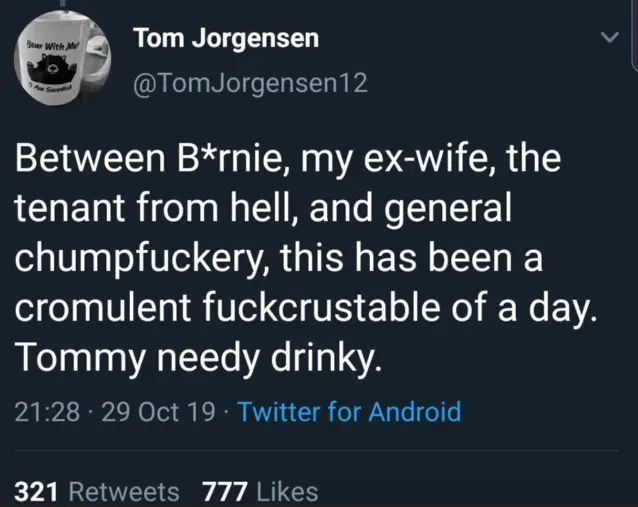 The original &quot;Tommy needs drinky&quot; post