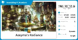 Recruiting Azeyma's Radiance Members (Community Finder) | FINAL FANTASY XIV, The Lodestone