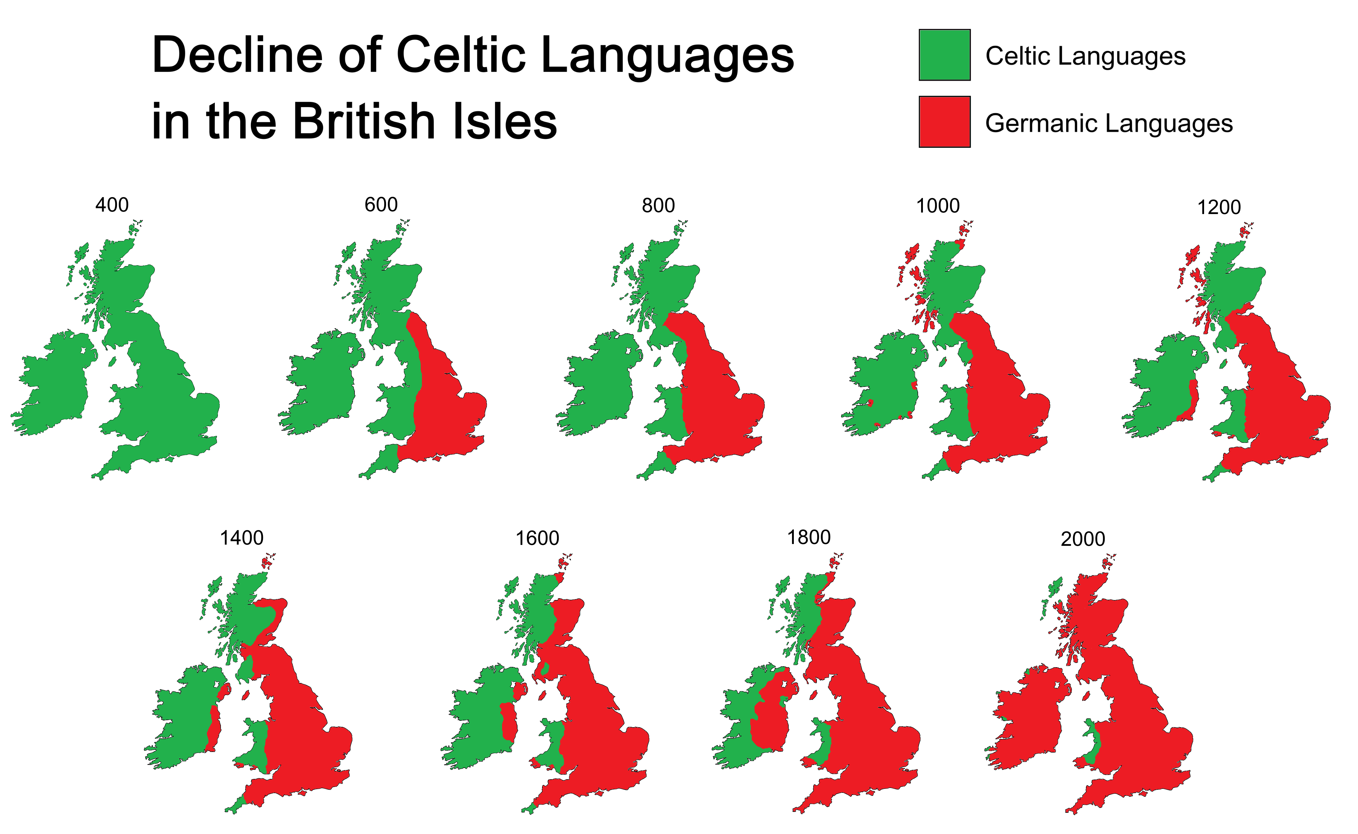 Map of the decline of Celtic languages