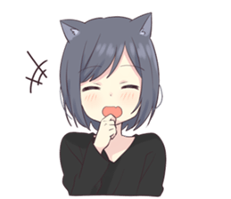 A Line sticker of a catgirl laughing. A preview for the other emojis in the post.