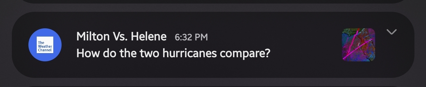 we're going hurricane for hurricane on the weather channel