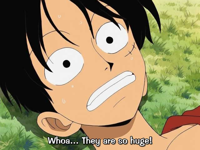 one-piece little garden screenshot: luffy: whoa... they are so huge! 