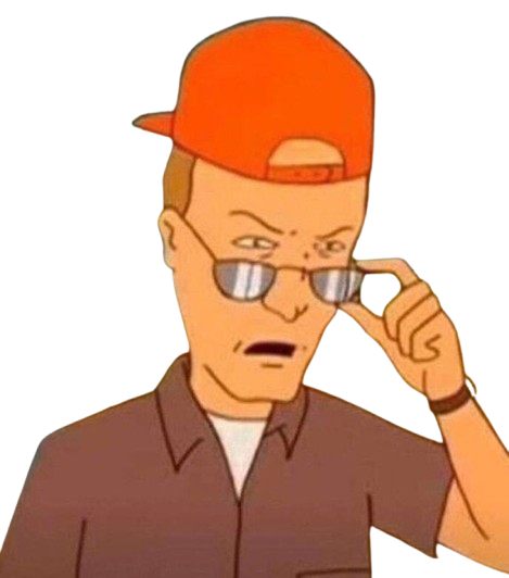 The character Dale Gribble from the show King of the Hill lowering his sunglasses and making a face of disgust