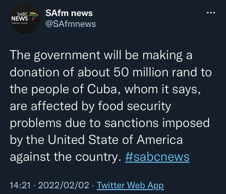 r/southafrica - Another notch in the Cuba-SA debacle