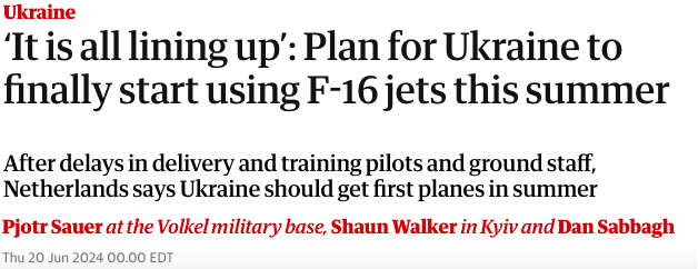‘It is all lining up’: Plan for Ukraine to finally start using F-16 jets this summer