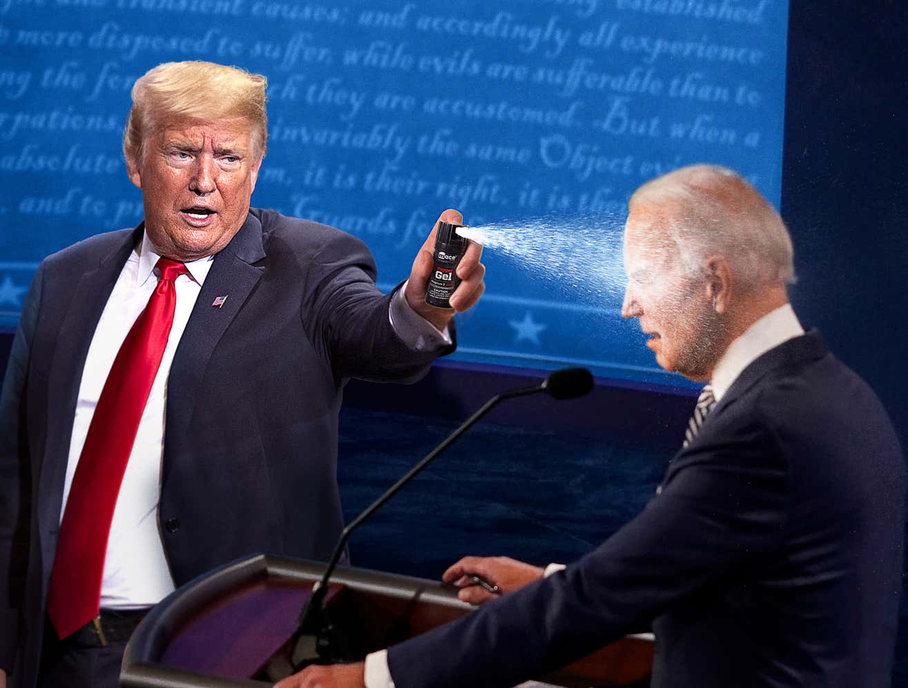 After Biden declared "We finally beat medicare." Trump looked visibly upset, looked straight at the president and unloaded a generous amount of Hex Bear spray direectly into Biden's confused straining smug face saying "I hope you and all your radical centrist Democrats FEEL THE BURN Joe."