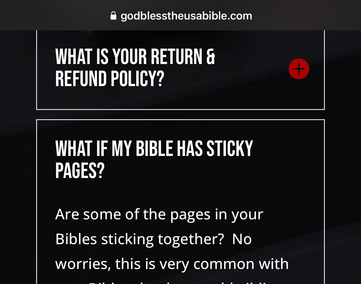 faq from site: “what if my bible has sticky pages?”