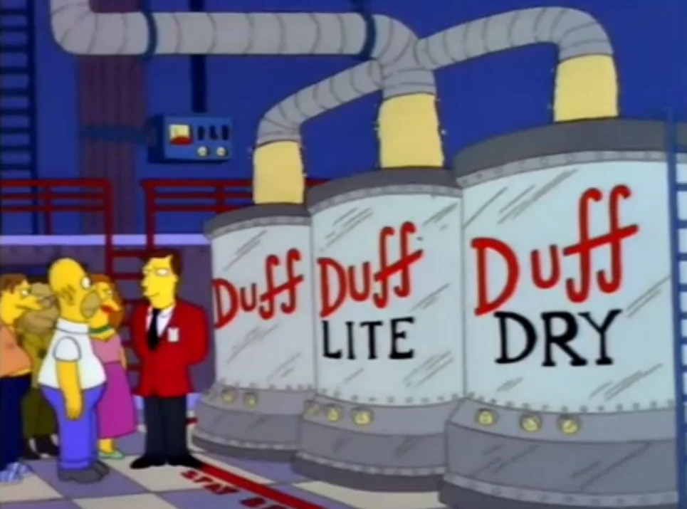 homer simpson duff factory all varieties of beer come from the same pipe