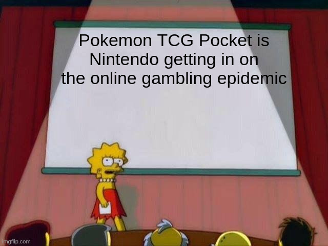 lisa simpson explains "pokemon tcg pocket is Nintendo getting in on the online gambling epidemic