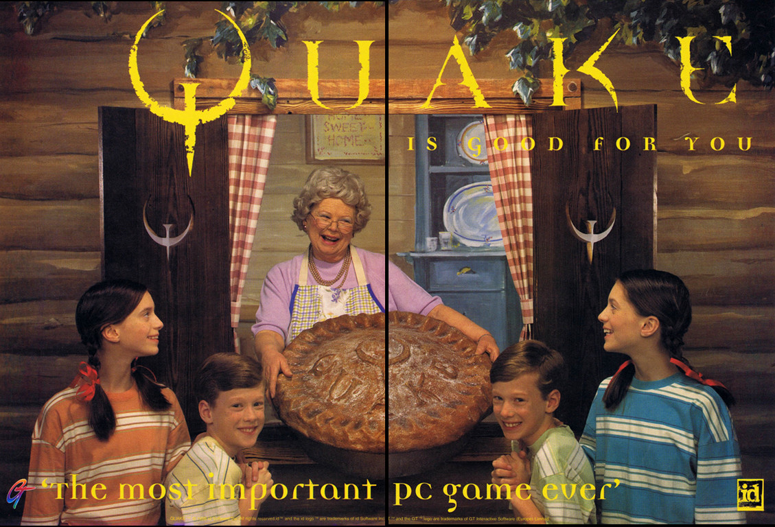 quake is good for you, family photo ad