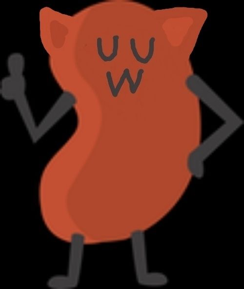 Beanis (cool kidney bean) with an UwU face and triangular cat like ears